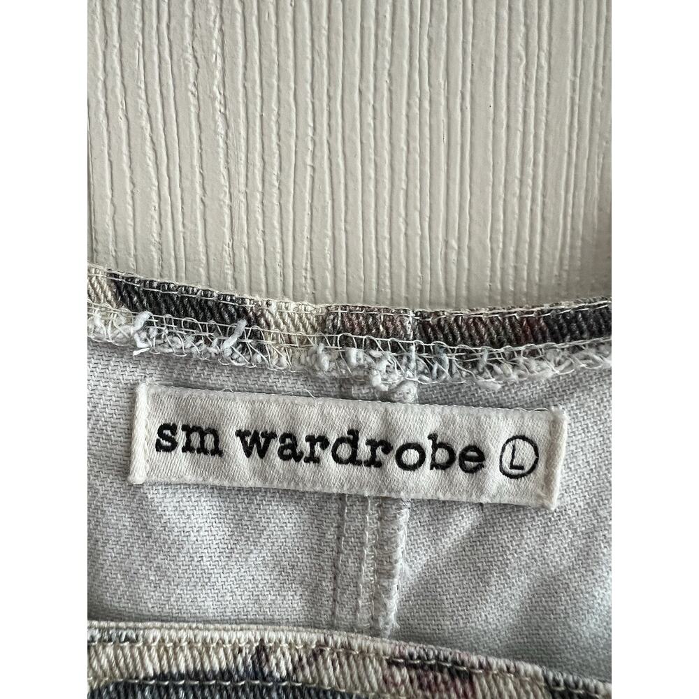 SM WARDROBE Floral Ladybug Cotton Canvas Wide Leg Gardening Overalls Jumper Sz L - Picture 12 of 16